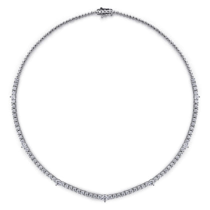 18K White Gold Diamond Tennis Necklace