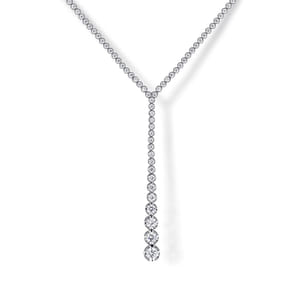 18K White Gold Diamond Tennis Y Necklace