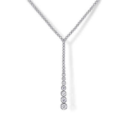 18K White Gold Diamond Tennis Y Necklace