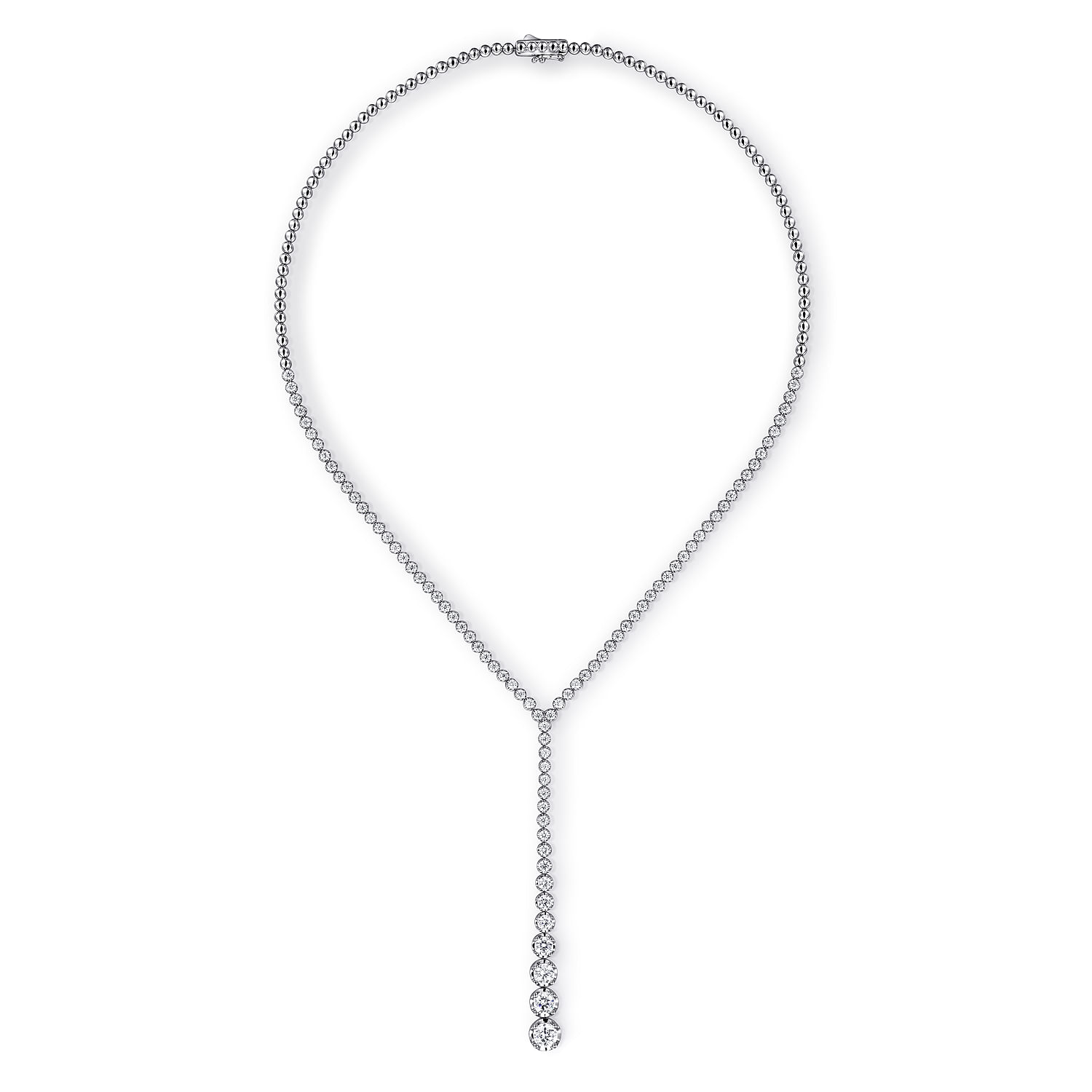 18K White Gold Diamond Tennis Y Necklace