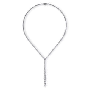 18K White Gold Diamond Tennis Y Necklace