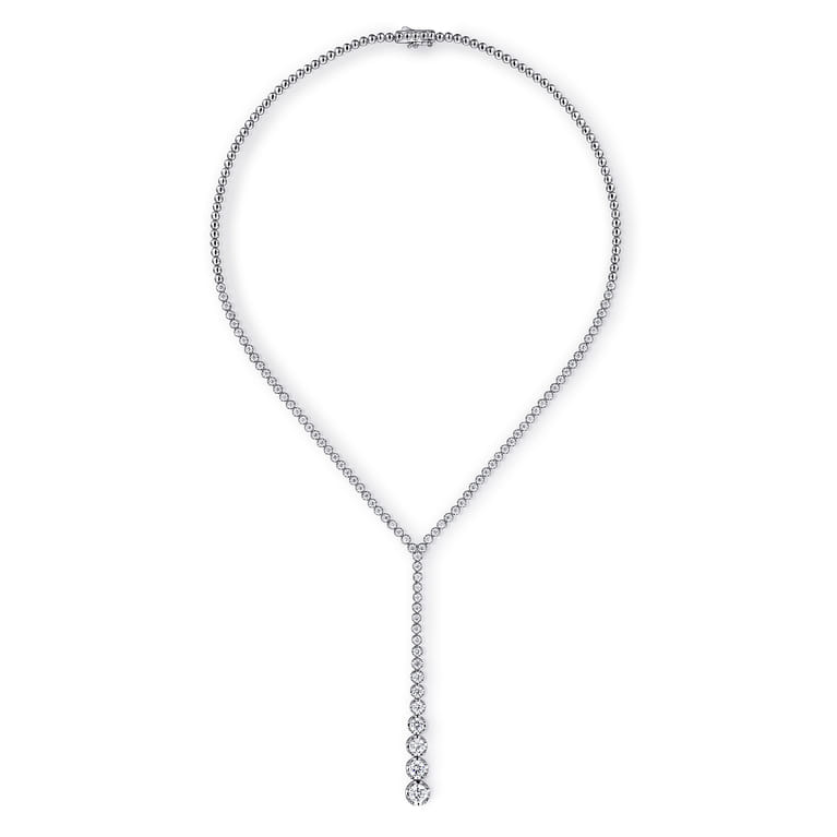 18K White Gold Diamond Tennis Y Necklace - 5.25 ct - Shot 2