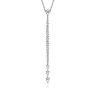 18K White Gold Diamond Vertical Bar Pendant Necklace