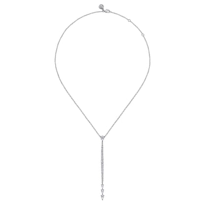 18K White Gold Diamond Vertical Bar Pendant Necklace