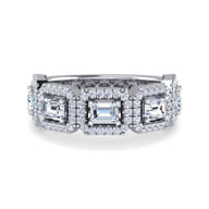 18K White Gold Diamond Wide Band Ring