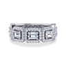 18K White Gold Diamond Wide Band Ring - 1.5 ct