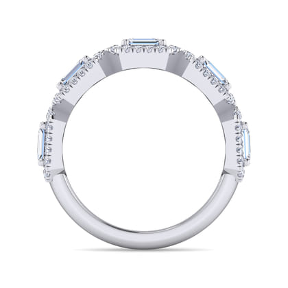 18K White Gold Diamond Wide Band Ring
