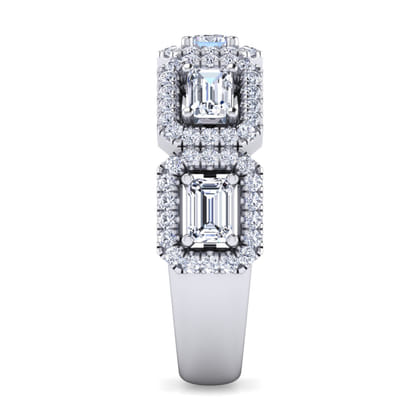 18K White Gold Diamond Wide Band Ring