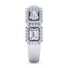 18K White Gold Diamond Wide Band Ring - 1.5 ct