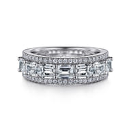 18K White Gold Diamond Wide Band Ring