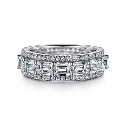 18K White Gold Diamond Wide Band Ring