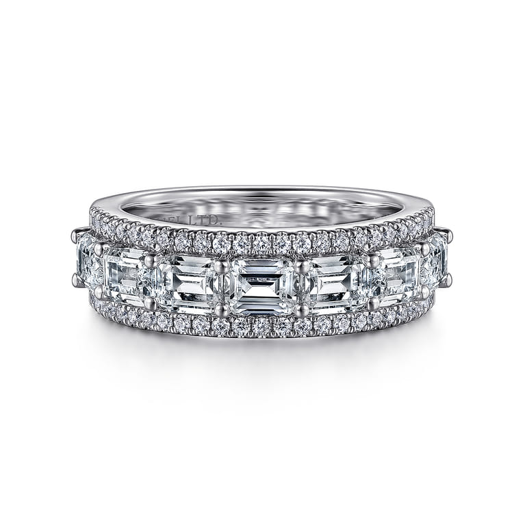 18K White Gold Diamond Wide Band Ring - 2.55 ct - Shot 1