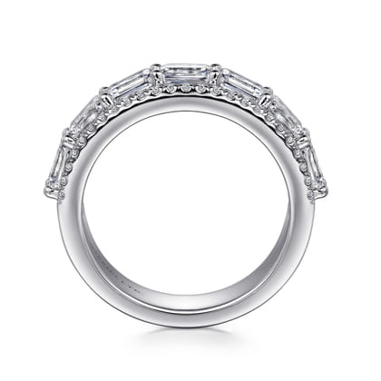 18K White Gold Diamond Wide Band Ring