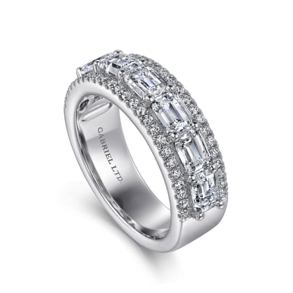 18K White Gold Diamond Wide Band Ring