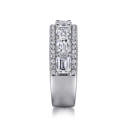 18K White Gold Diamond Wide Band Ring