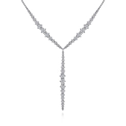 18K White Gold Diamond Y Knots Necklace