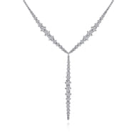 18K White Gold Diamond Y Knots Necklace