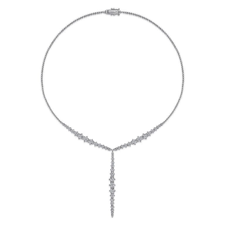 18K White Gold Diamond Y Knots Necklace - 4.14 ct - Shot 2