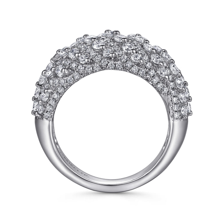 18K White Gold Domed Diamond Wide Band Ring - 2.05 ct - Shot 2