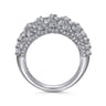 18K White Gold Domed Diamond Wide Band Ring - 2.05 ct