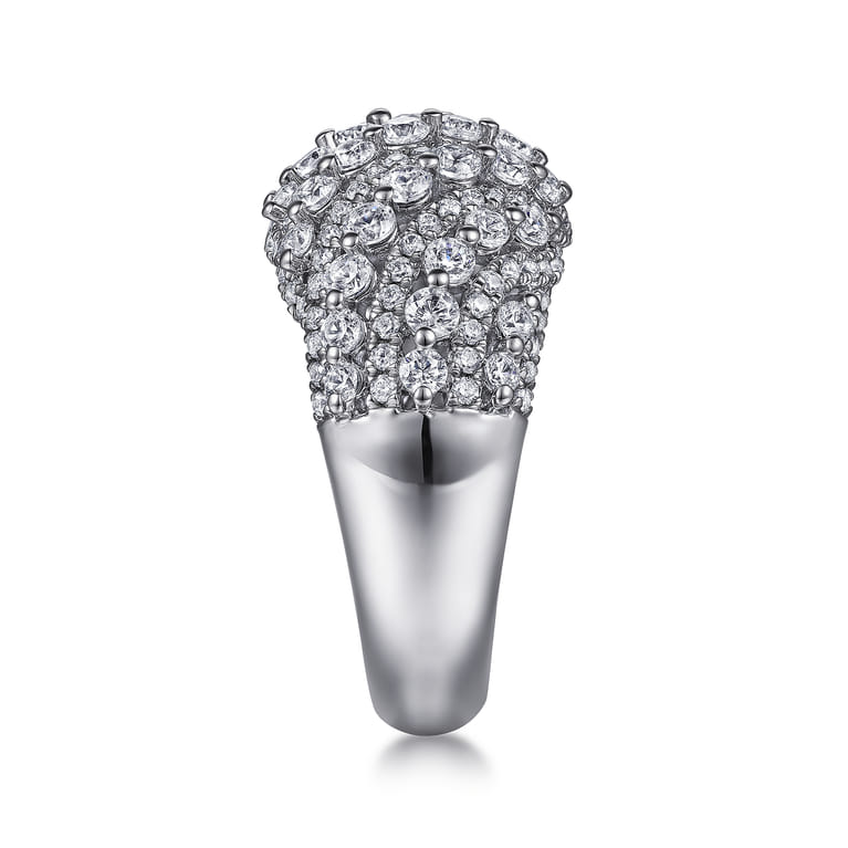 18K White Gold Domed Diamond Wide Band Ring - 2.05 ct - Shot 4