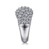 18K White Gold Domed Diamond Wide Band Ring - 2.05 ct
