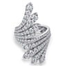 18K White Gold Dramatic Wide Band Diamond Fan Ring - 2.38 ct