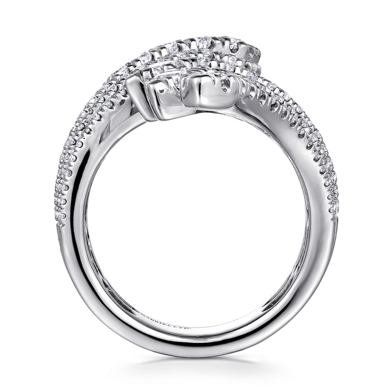 18K White Gold Dramatic Wide Band Diamond Fan Ring - 2.38 ct - Shot 2