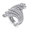 18K White Gold Dramatic Wide Band Diamond Fan Ring - 2.38 ct