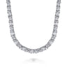 18K White Gold Emerald and Round Diamond Tennis Necklace - 7.5 ct