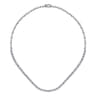 18K White Gold Emerald and Round Diamond Tennis Necklace - 7.5 ct