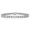 18K White Gold Emerald cut and Round Diamond Tennis Bracelet - 7 ct