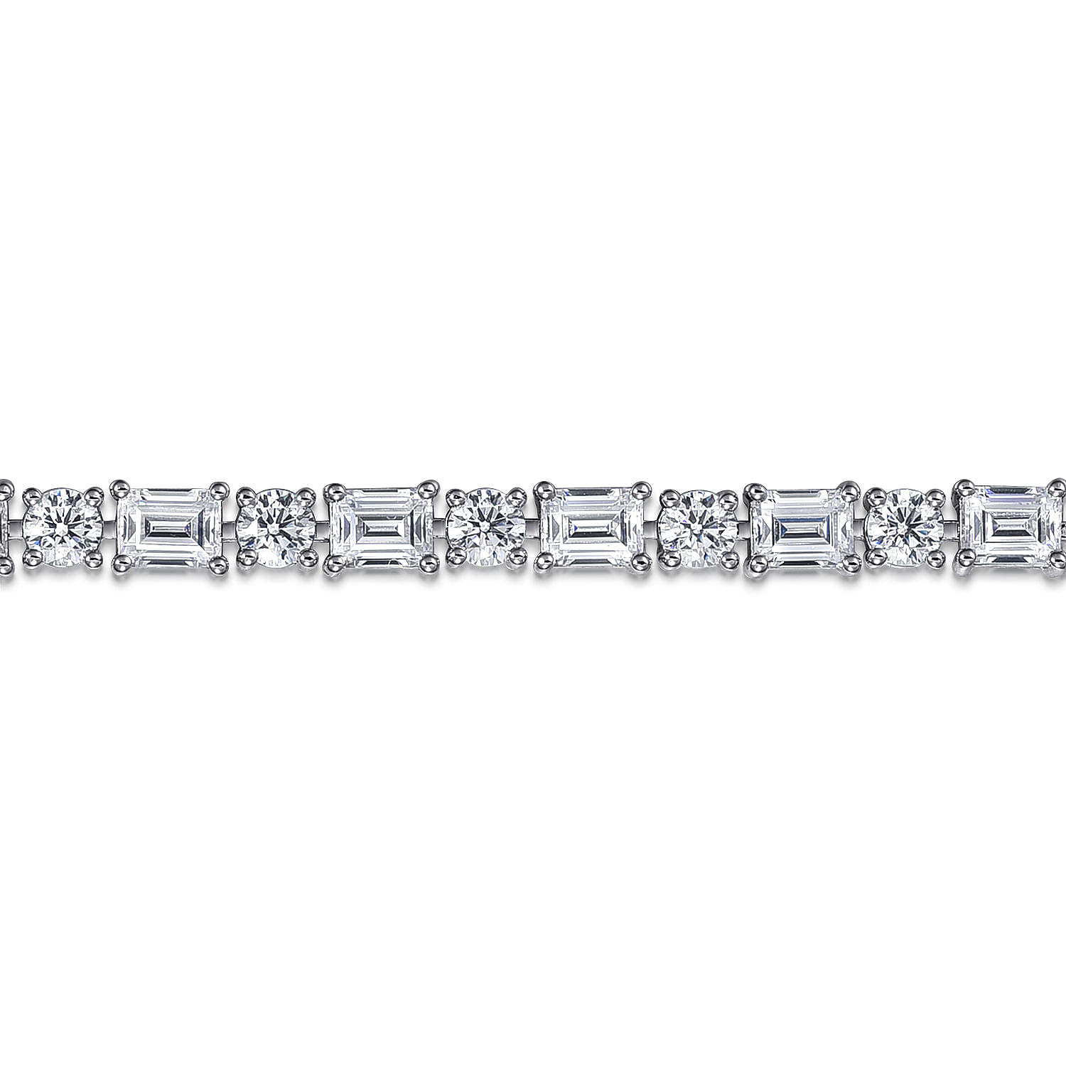 18K White Gold Emerald cut and Round Diamond Tennis Bracelet - 7 ct - Shot 2