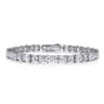 18K White Gold Emerald cut and Round Diamond Tennis Bracelet - 11.25 ct