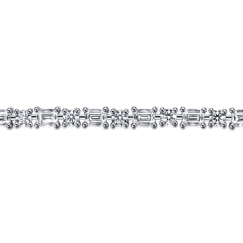 18K White Gold Emerald cut and Round Diamond Tennis Bracelet | Shop 18k ...