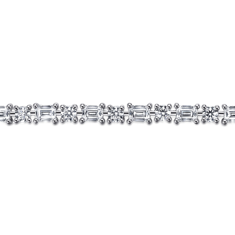 18K White Gold Emerald cut and Round Diamond Tennis Bracelet - 11.25 ct - Shot 2