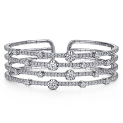 18K White Gold Four Row Diamond Bangle