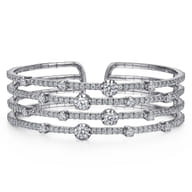 18K White Gold Four Row Diamond Bangle