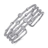 18K White Gold Four Row Diamond Bangle - 4.45 ct