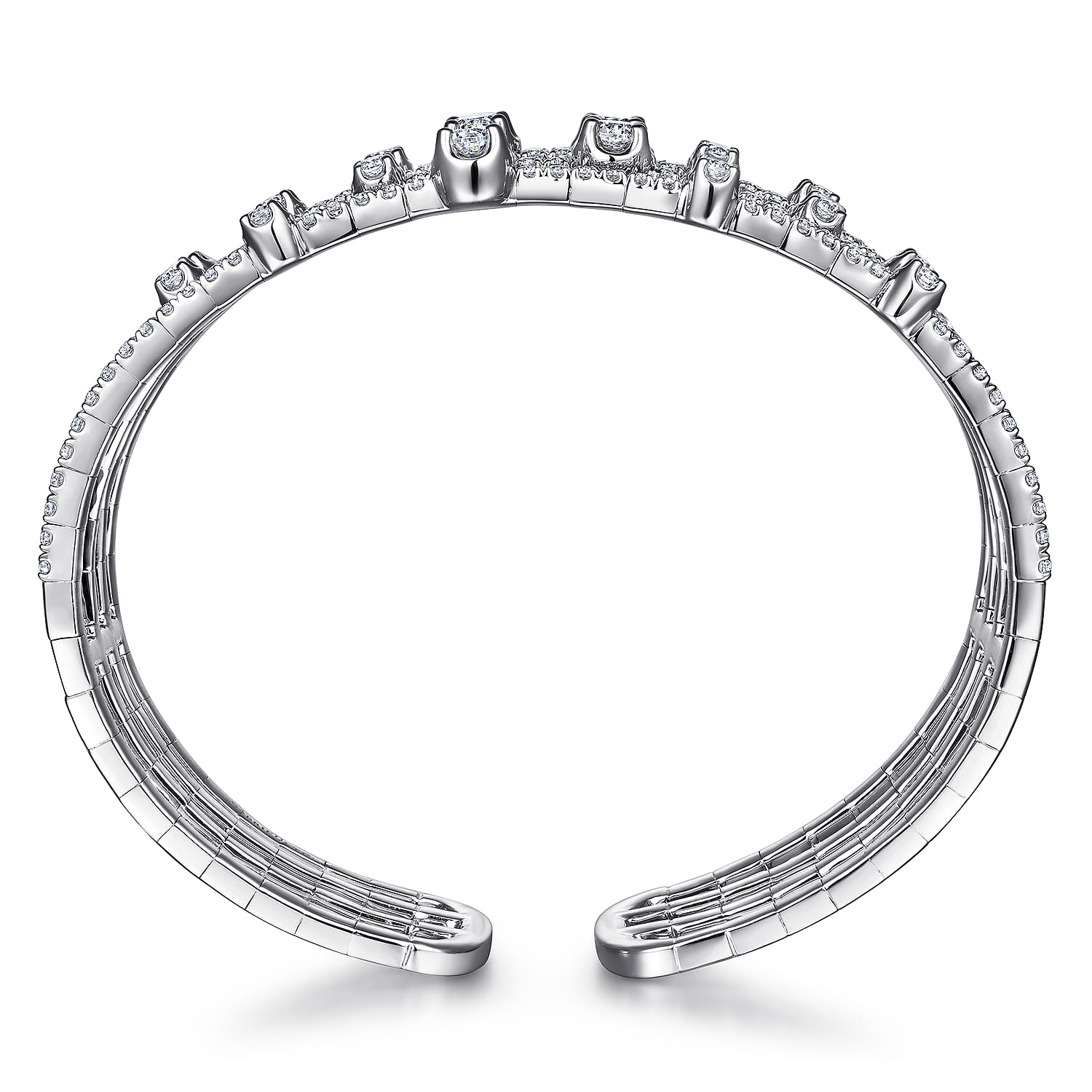 18K White Gold Four Row Diamond Bangle - 4.45 ct - Shot 3