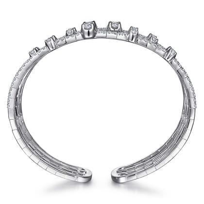 18K White Gold Four Row Diamond Bangle
