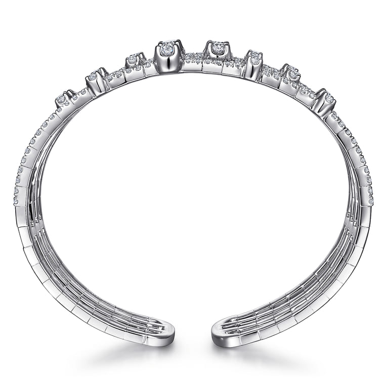 18K White Gold Four Row Diamond Bangle - 4.45 ct - Shot 3