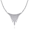 18K White Gold Graduating Diamond Bar Statement Necklace - 4.96 ct