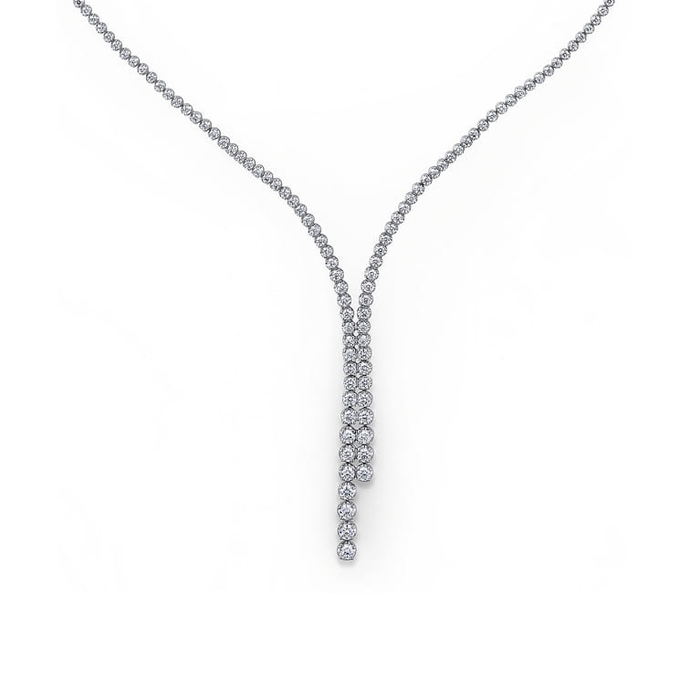 18K White Gold Graduating Diamond Necklace - 4.25 ct - Shot 1