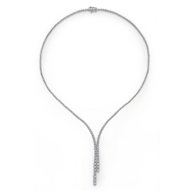 18K White Gold Graduating Diamond Necklace - 4.25 ct - Shot 2