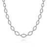 18K White Gold Graduating Oval Link Diamond Necklace - 2.98 ct