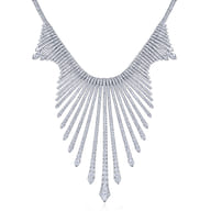 18K White Gold Graduating Spikes Diamond Statement Necklace