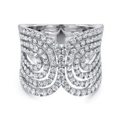18K White Gold Interlacing Diamond Loops Corset Ring