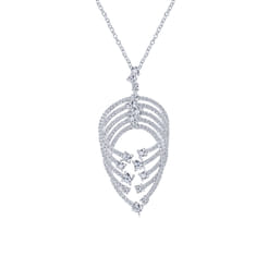 18K White Gold Intersecting Diamond Channels Pendant Necklace