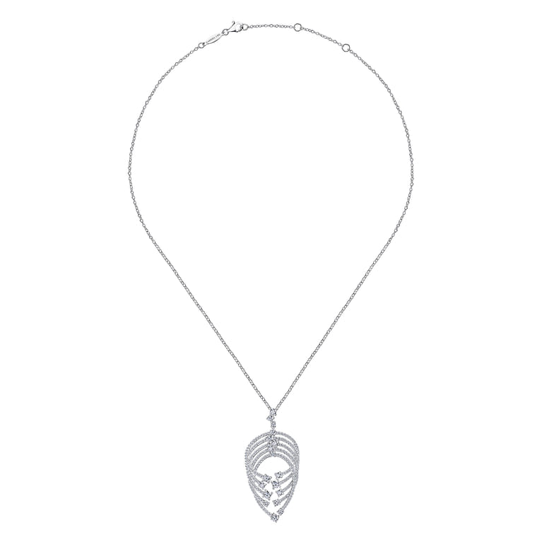18K White Gold Intersecting Diamond Channels Pendant Necklace - 2.28 ct - Shot 2